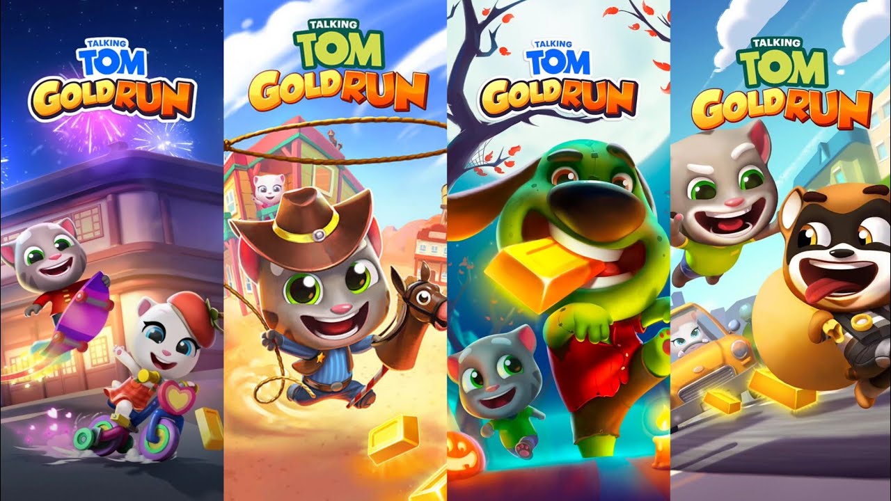 Talking Tom Gold Run China 2026 Update vs Wild West vs Halloween vs Cyber City Android Gameplay