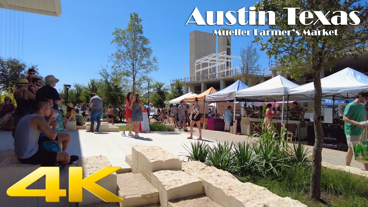 Austin Texas Mueller Farmer's Market 4k UHD Walking Video