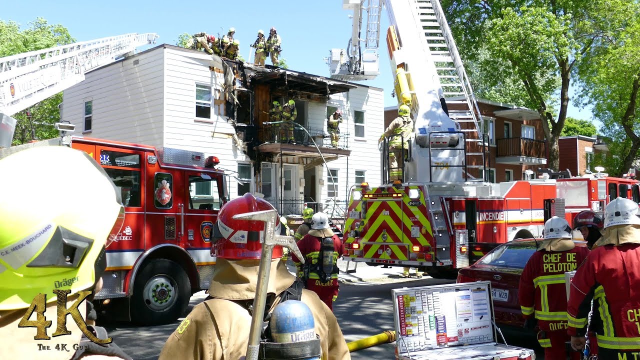 Québec: Course + feu 2e alarme / Response + 2nd alarm fire 6-9-2018