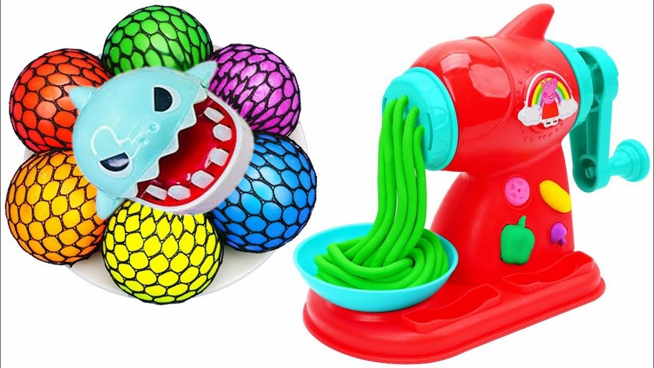 Satisfying Video l How to make Rainbow Noddles with Stress Balls & Nail Polish Cutting ASMR