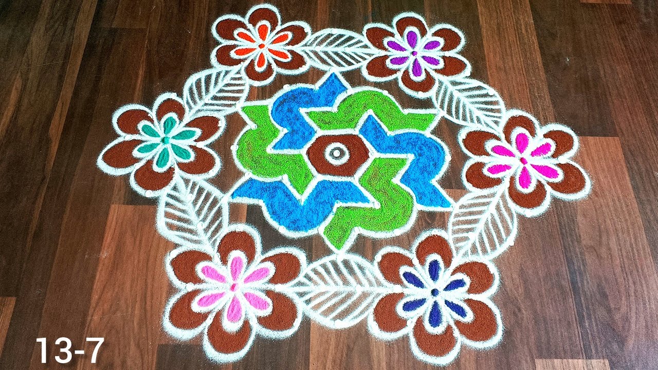 13-7 புள்ளி தை மாத கோலங்கள். Appartment kolam. Rangoli designs. Muggulu @Artsofnila