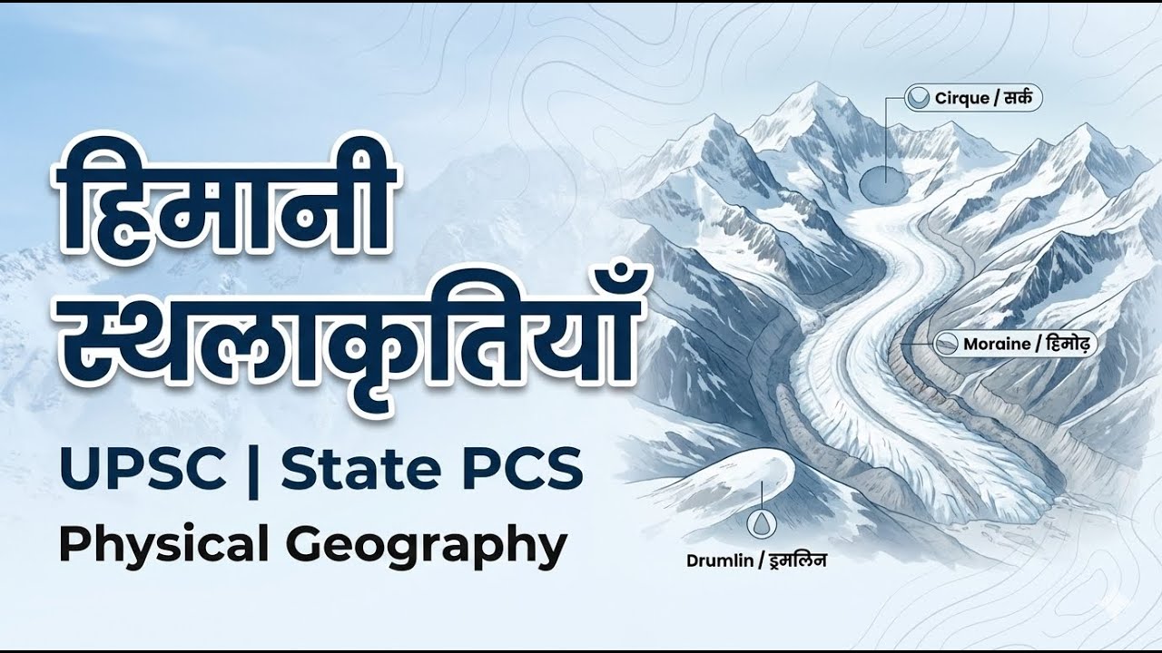 हिमानी द्वारा निर्मित स्थलाकृतियाँ | Glacial Landforms | Geography