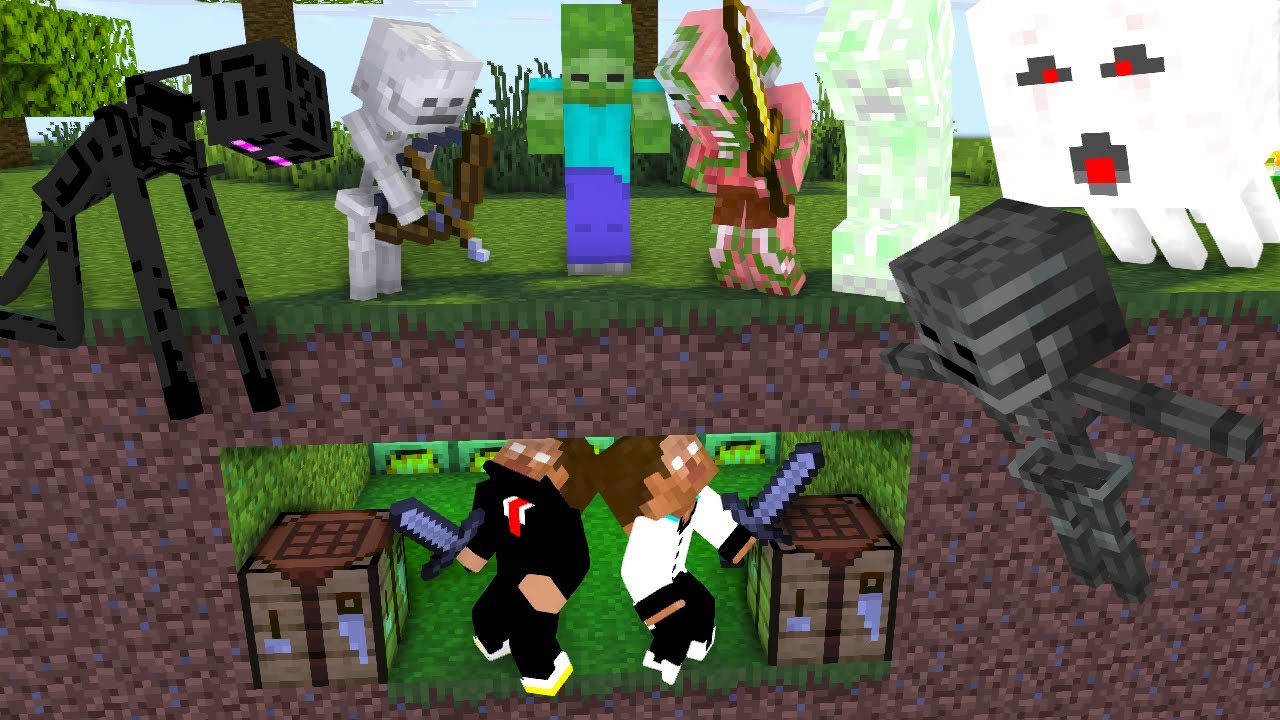 Speedrunner vs Monster School : KRMStudioZ & Mechanicz duo Revenge  - Minecraft Herobrine