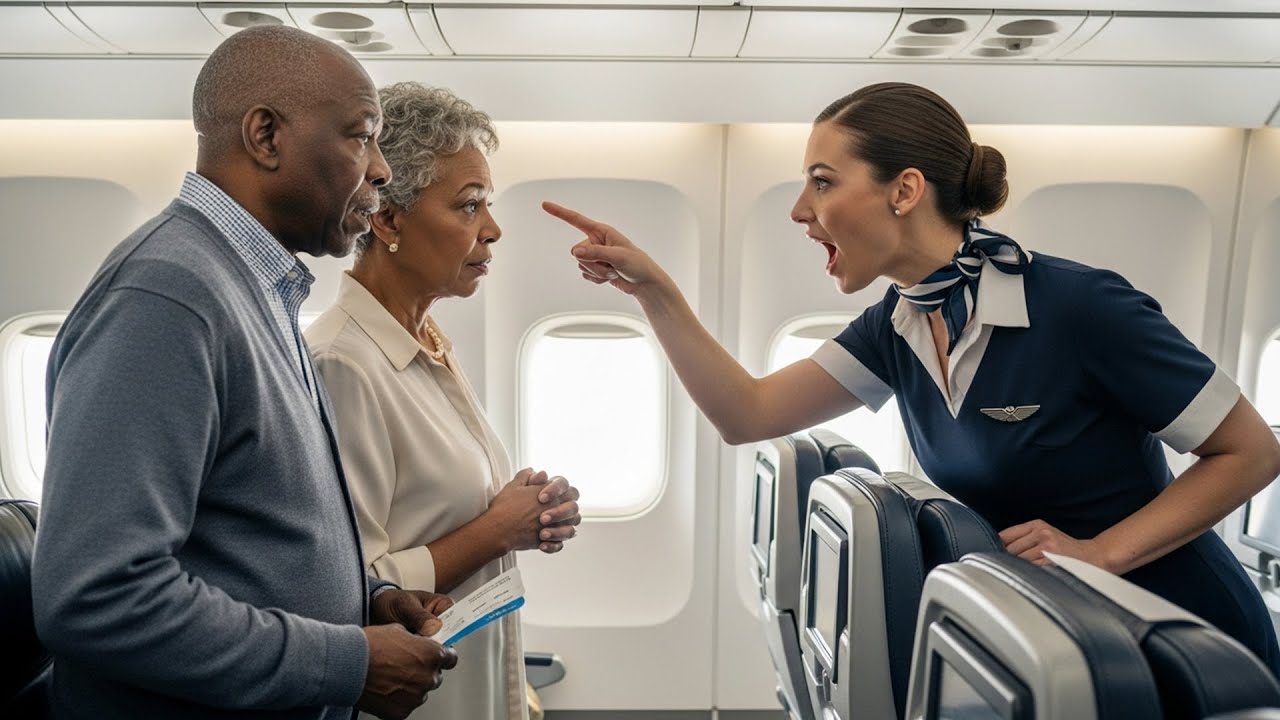 Flight Attendant Refuses Elderly Black Couple First Class, Not Knowing They Own the Airline!...
