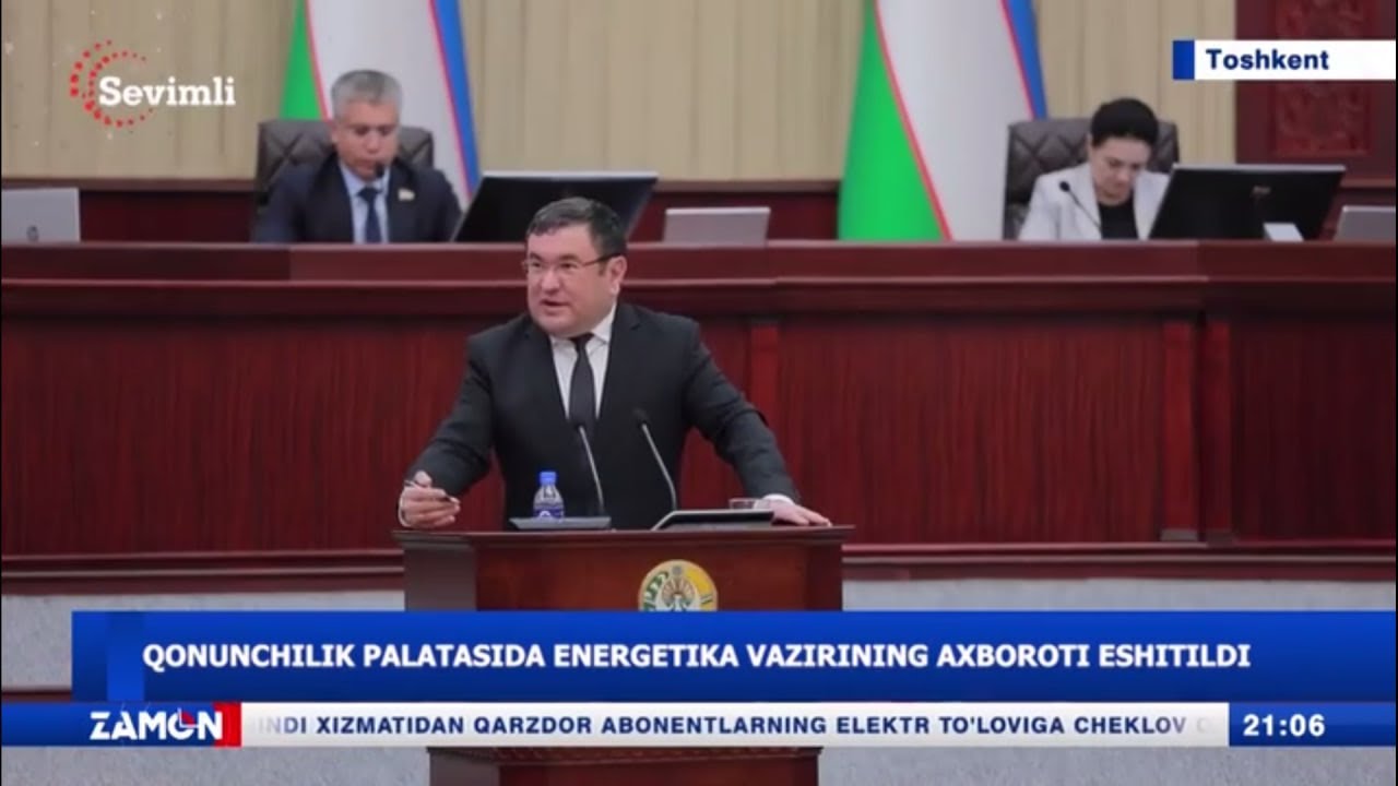 Oliy Majlis Qonunchilik palatasida Energetika vaziri J.Mirzamahmudovning axboroti eshitildi
