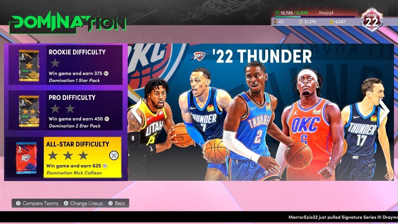 NBA 2K22 MyTEAM Current Domination Game 18 Oklahoma City Thunder