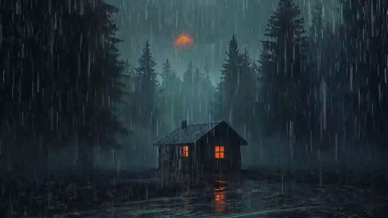 99% of YOU will Fall Asleep Fast | Strong Rain & Mighty Thunder on the Roof of Forest House at Night