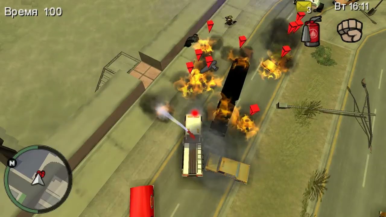 Играем в GTA Chinatown Wars - работаем пожарным!