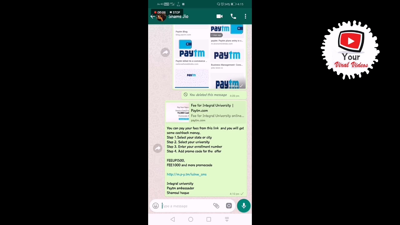 How to pay fees of integral university from paytm applications