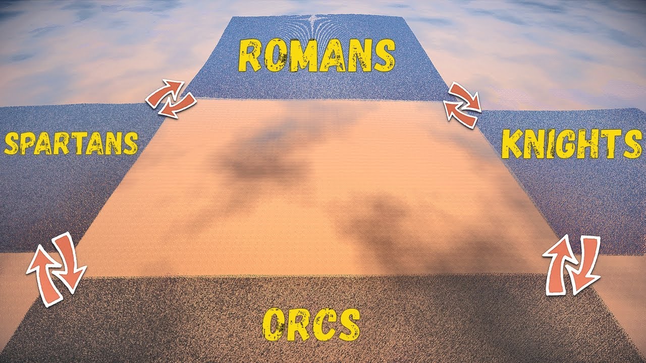 Battle Of 4 Armies: Orcs - Spartans - Romans - Knights - UEBS 2