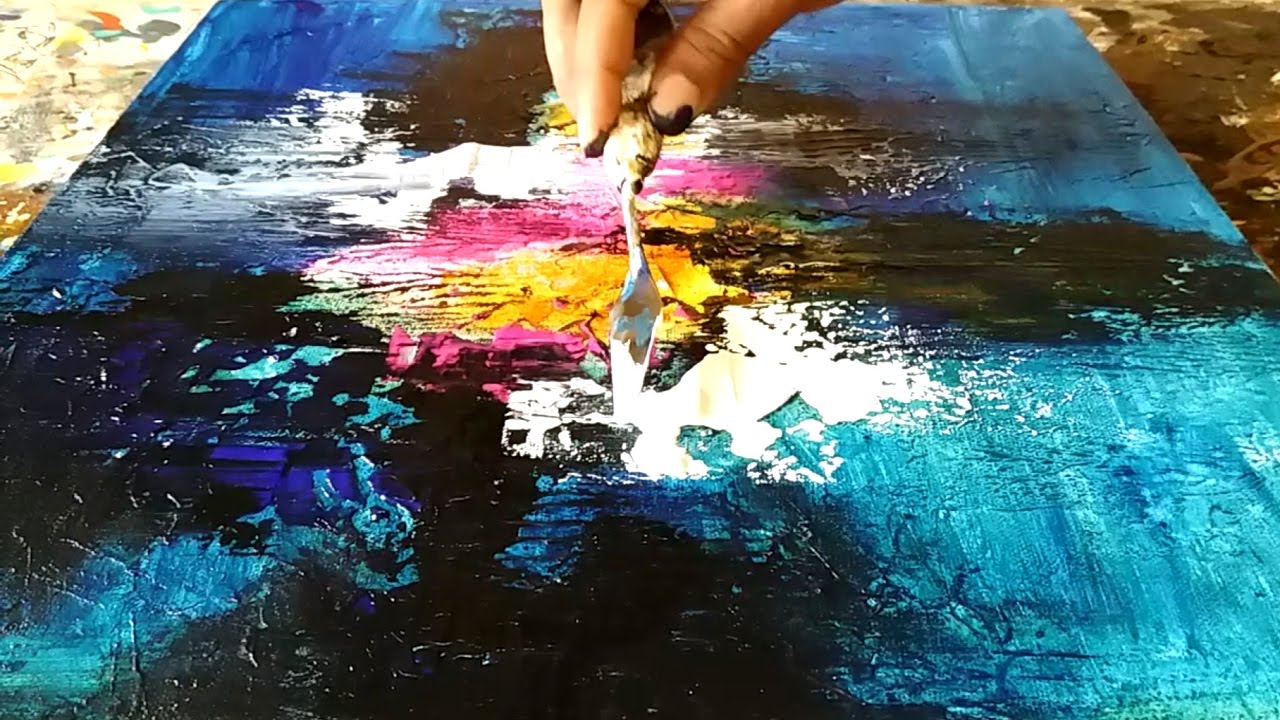 Abstract painting / How to paint abstract painting and texture the canvas with gesso / Demo