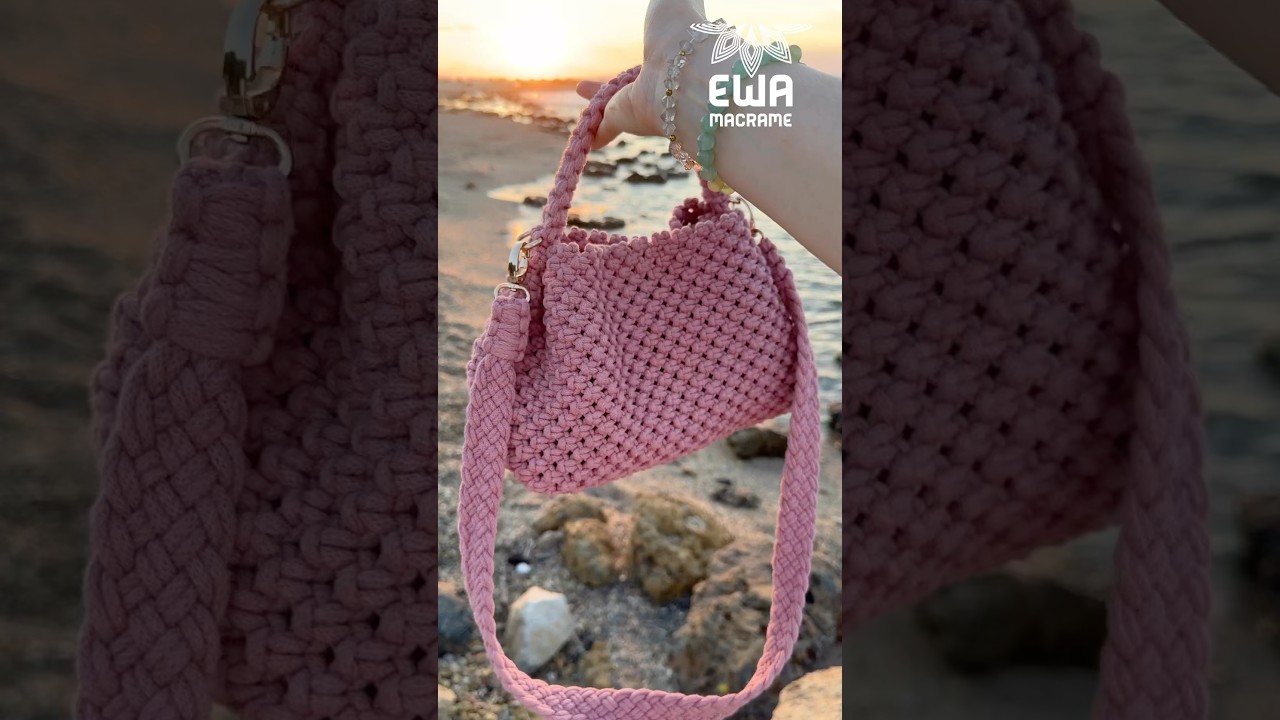 ✨ Sunset vibes + my handmade Neph&egrave;li Macram&eacute; Bag 🌅 You can make it too! Full tutorial 🔗#macramebag