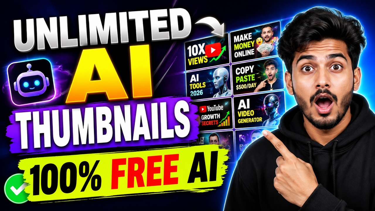 Generate Unlimited YouTube Thumbnails Using AI for FREE (Best AI Thumbnail Generator 2026)