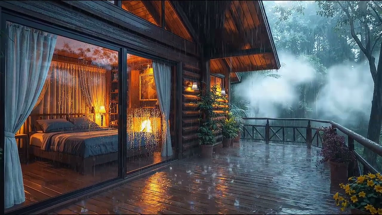 Rainy Night in a Forest Cabin 🌧️ Relaxing Music for Sleep And Stress Relief | WAVERA | EP03