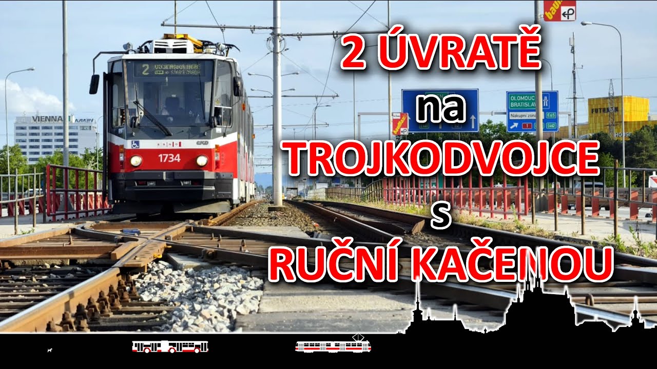 Dvojkotrojka - Ústředňák, Vojenská, Bohunická, Komín, Medlánky 🚋 Cab view tram Brno