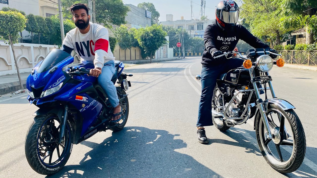 Yamaha rx135 vs r15 v3 drag race 😢 | yamaha rx135 Sound test ⚡️ | Gill Brand
