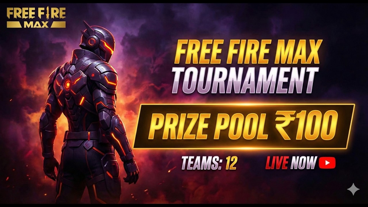 FREE FIRE MAX LIVE TOURNAMENT 🔥 Custom Room | 12 Teams Battle | ₹100 Prize Pool | FF Max India