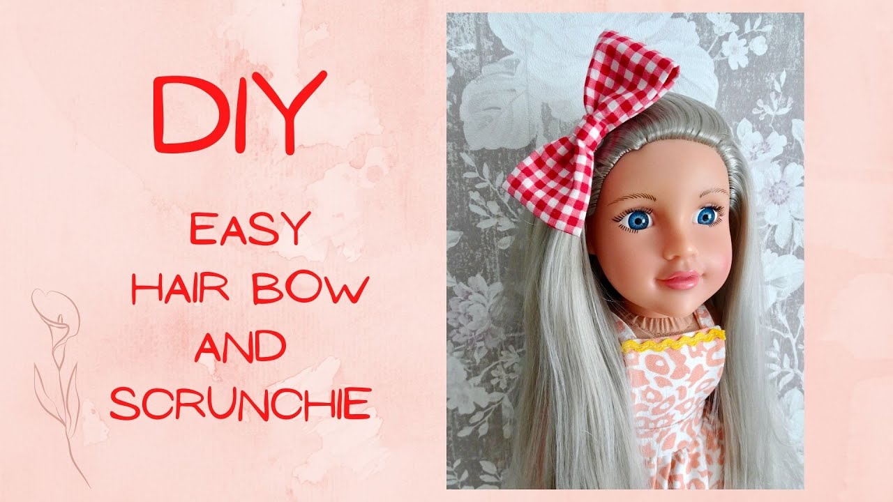 How to sew cute doll Hair bow and scrunchies/American Girl doll/18 inch doll.