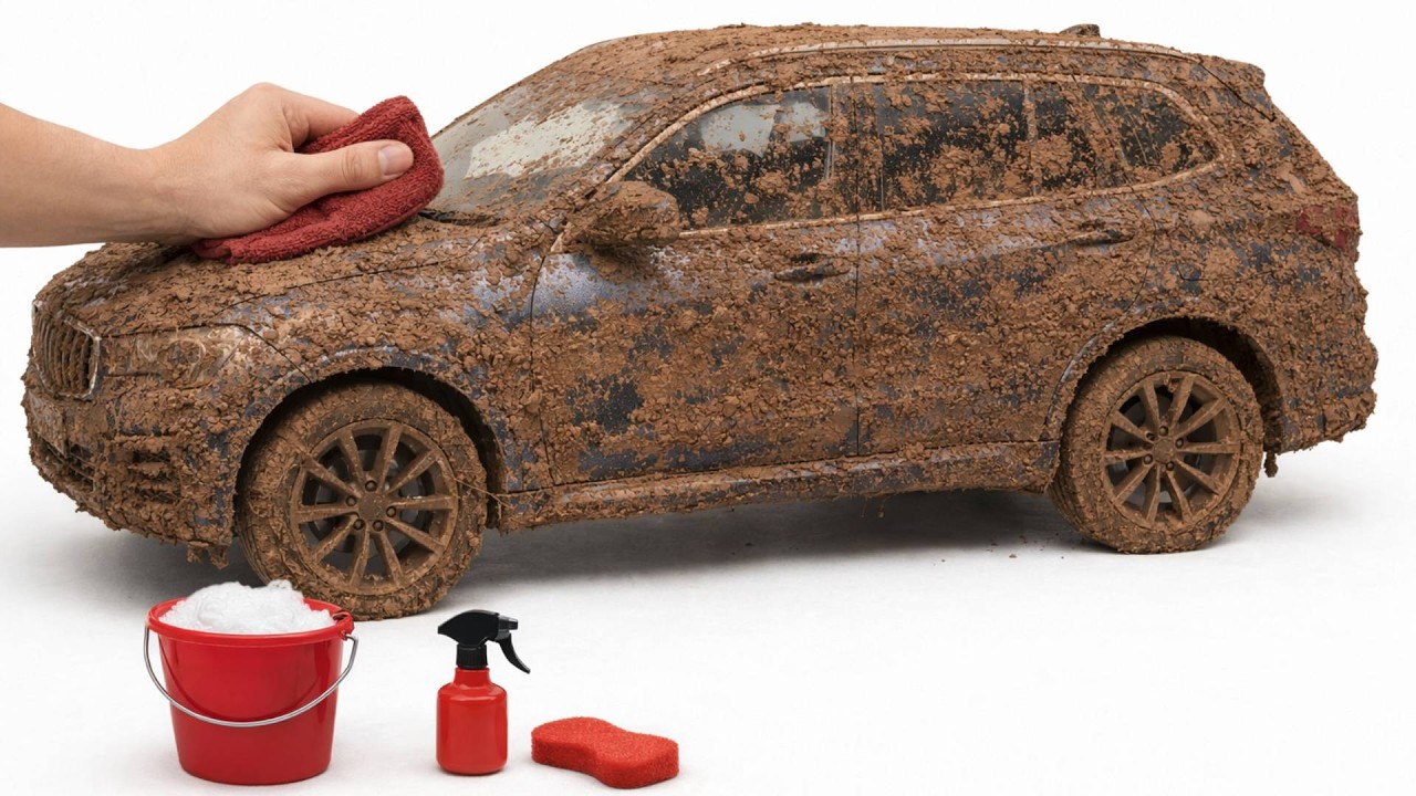 Super Realistic Cleaning of 1:24 BMW X5 in Metallic Blue After an Extreme Dusty Off-Road Journey