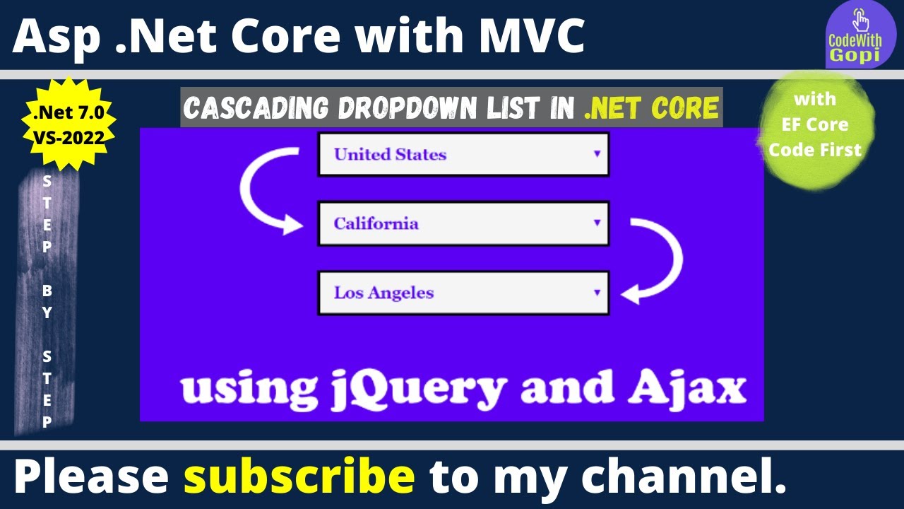 🌍How to Create Cascading Dropdown List (Country, State, City) in ASP.NET Core | Step-by-Step Example