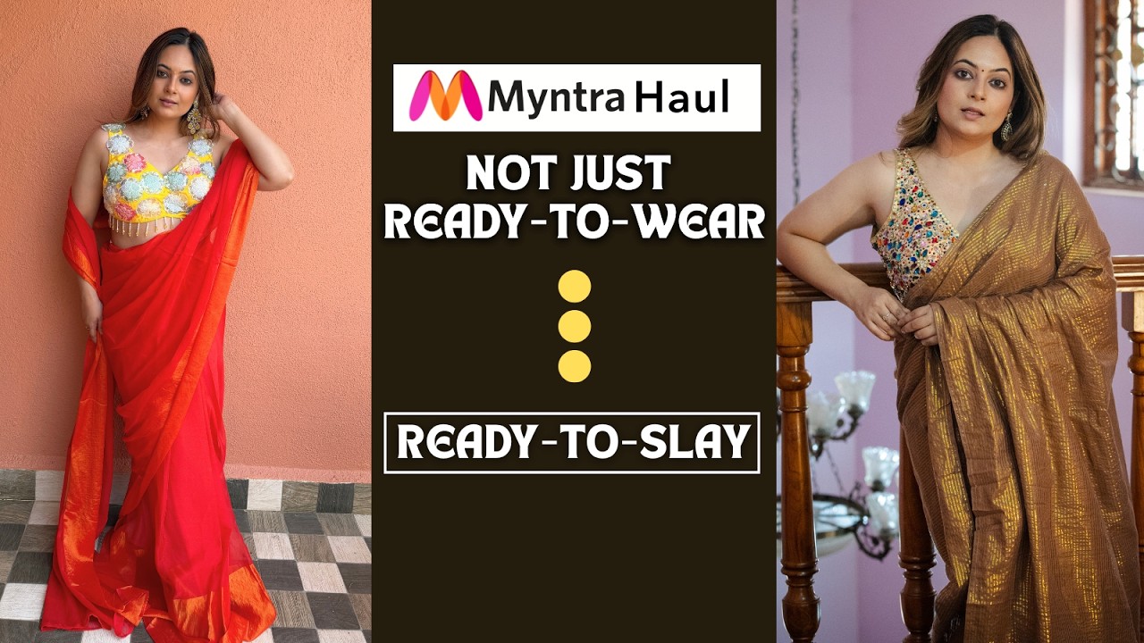 Myntra Ready to Wear Sarees Haul | Affordable Pre-Stitched Sarees | Designer Blouses | Mahima Giri