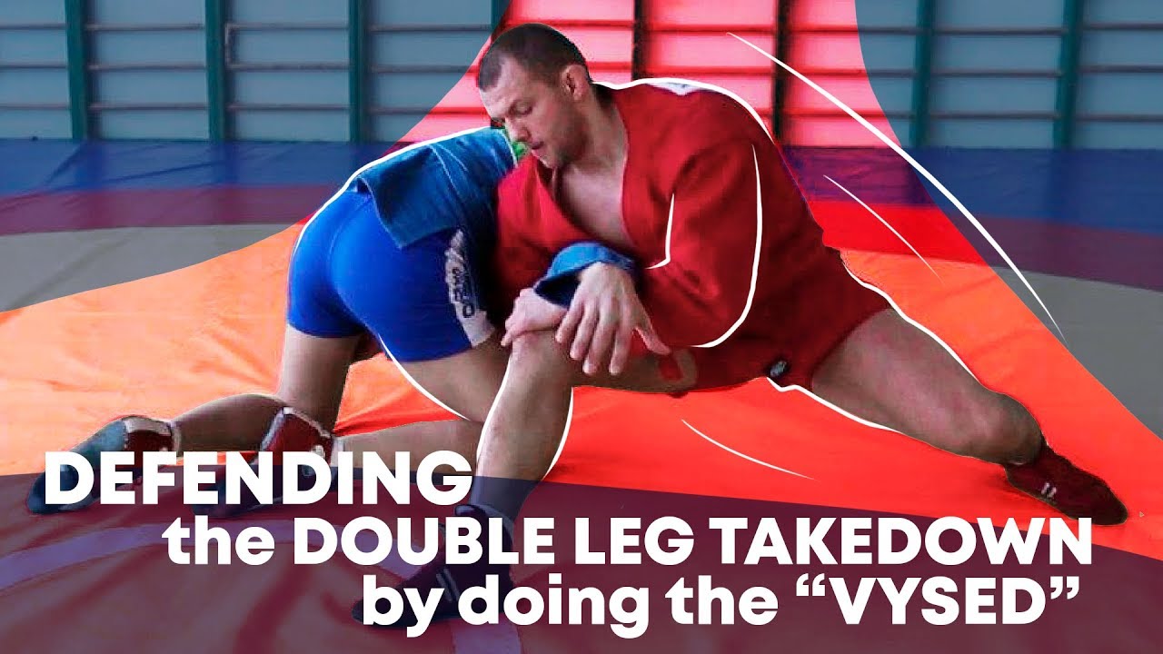 Defending the double leg takedown by doing the “vysed”