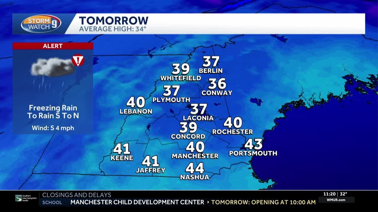 Icy mix likely in New Hampshire late Sunday night into Monday morning