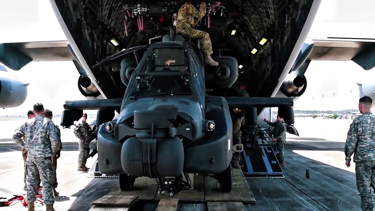 Inside the Belly of the Beast: Transporting AH-64 Apache via Strategic Airlift! #AH64Apache #vairal 