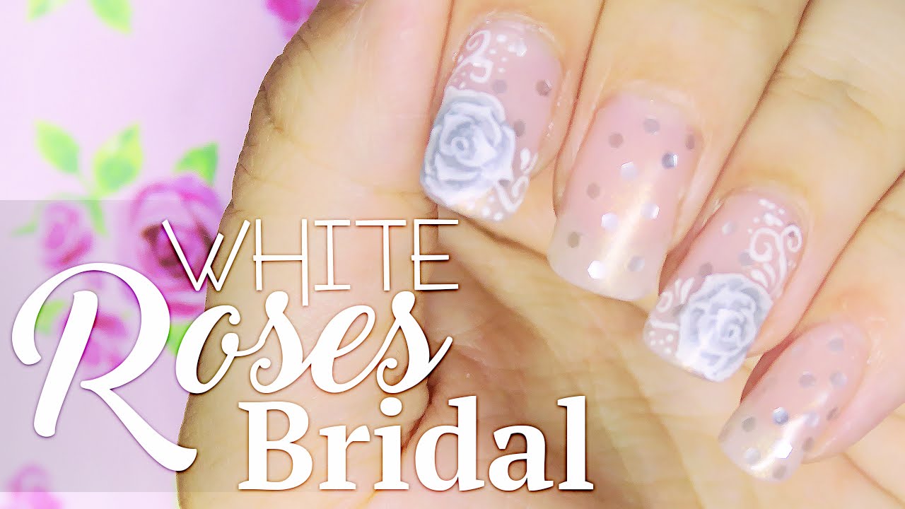 White Roses Bridal Nail Art Tutorial // How to Bridal Nail Art at Home