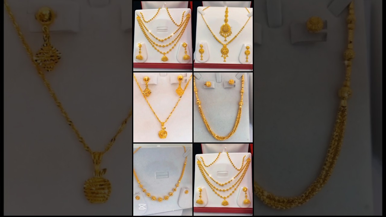 Daily wear gold Chain pendant set designs #necklace #goldjewellery #gold #goldchain #trending