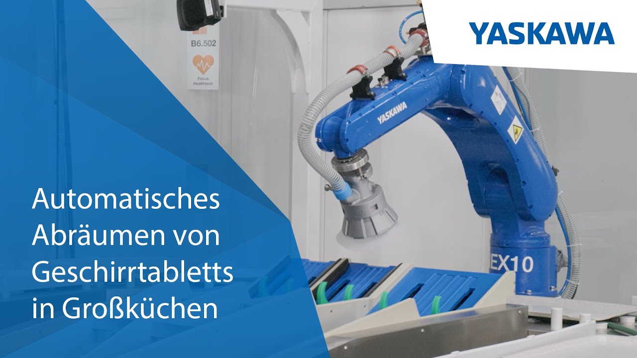 Yaskawa & Meiko | Automatisches Abräumen von Geschirrtabletts in der Großküchen-Spültechnik