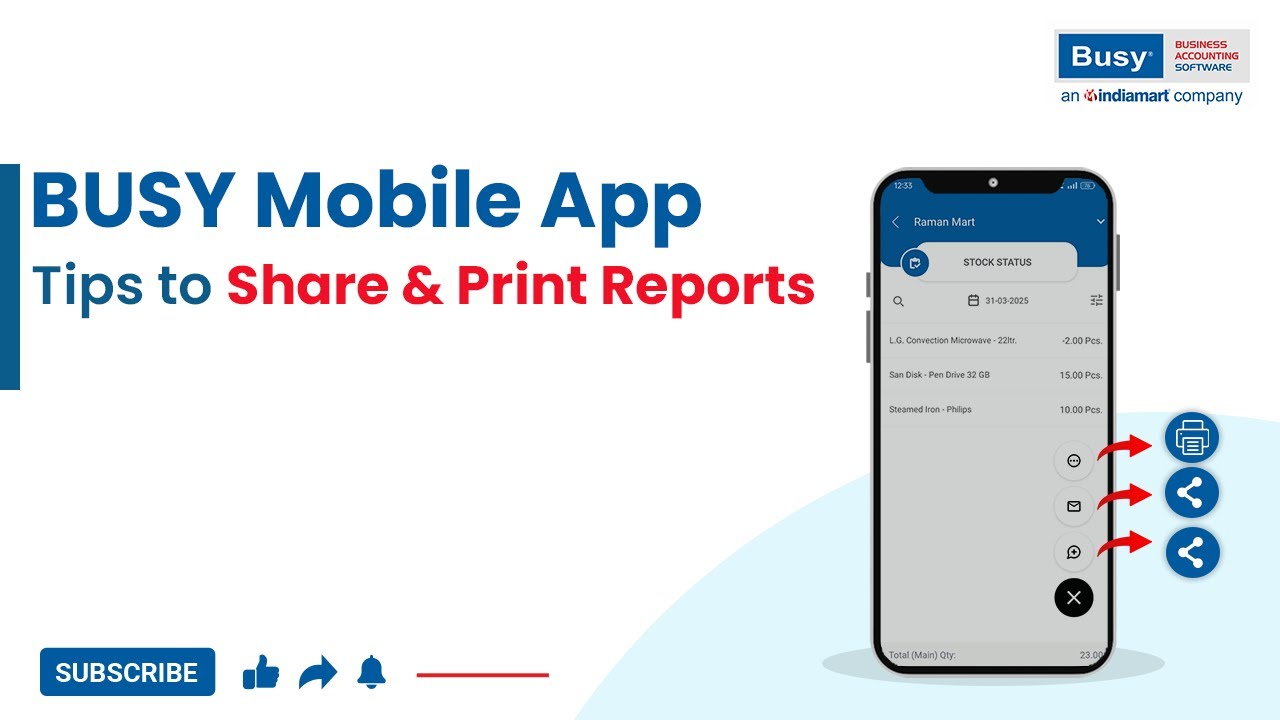 Tips to Share & Print Reports through BUSY Mobile App (English) | BUSY Mobile App