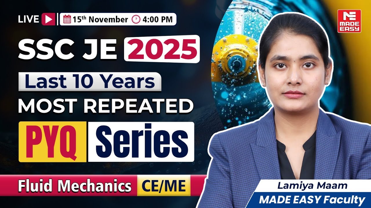 SSC JE Previous Year Question Papers | Fluid Mechanics PYQs | 10 Years Most Repeated PYQ Series