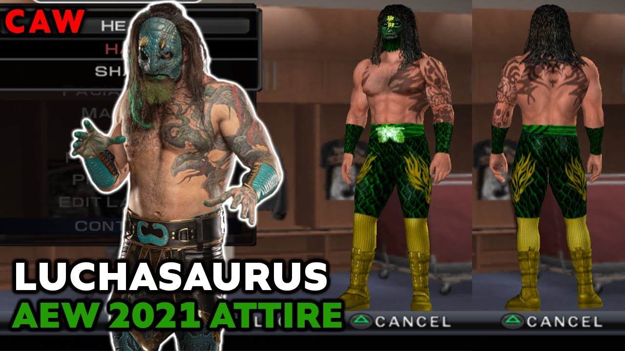 Luchasaurus AEW 2021 | How to create a wrestler PS2 Svr2011 PSP CAW Formula