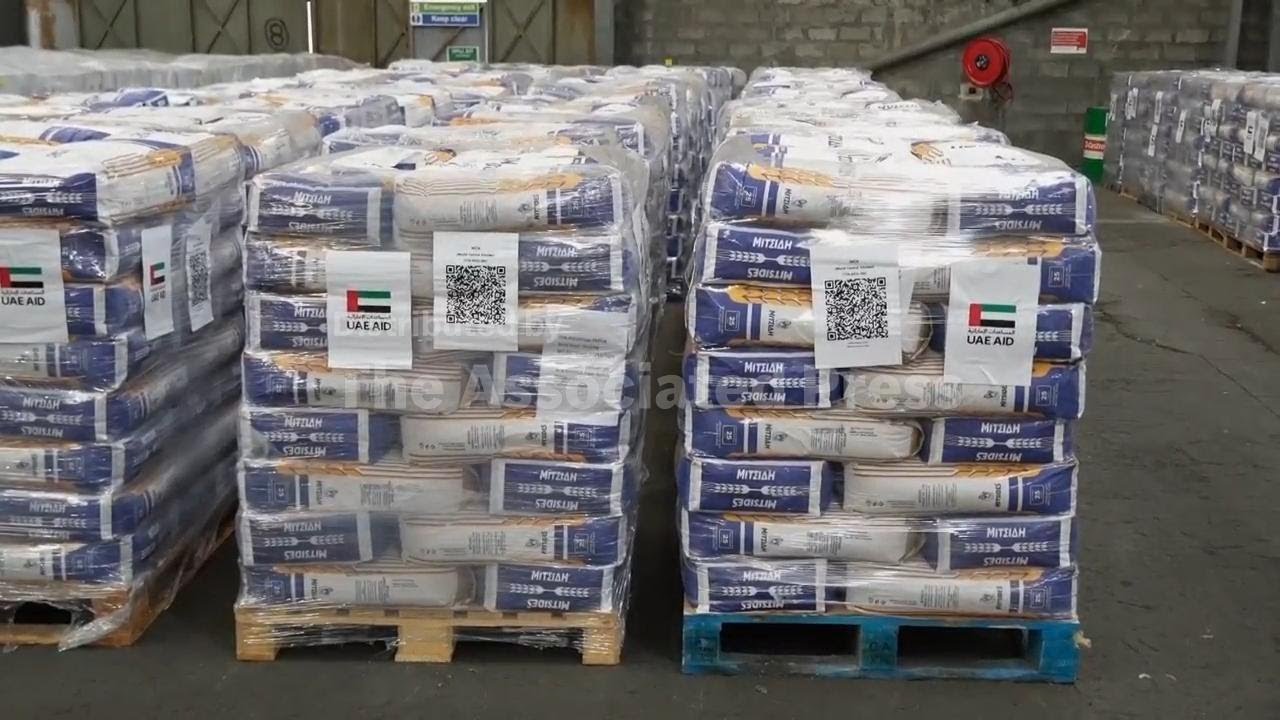 UAE officials inspect aid bound for Gaza at Limassol port in Cyprus