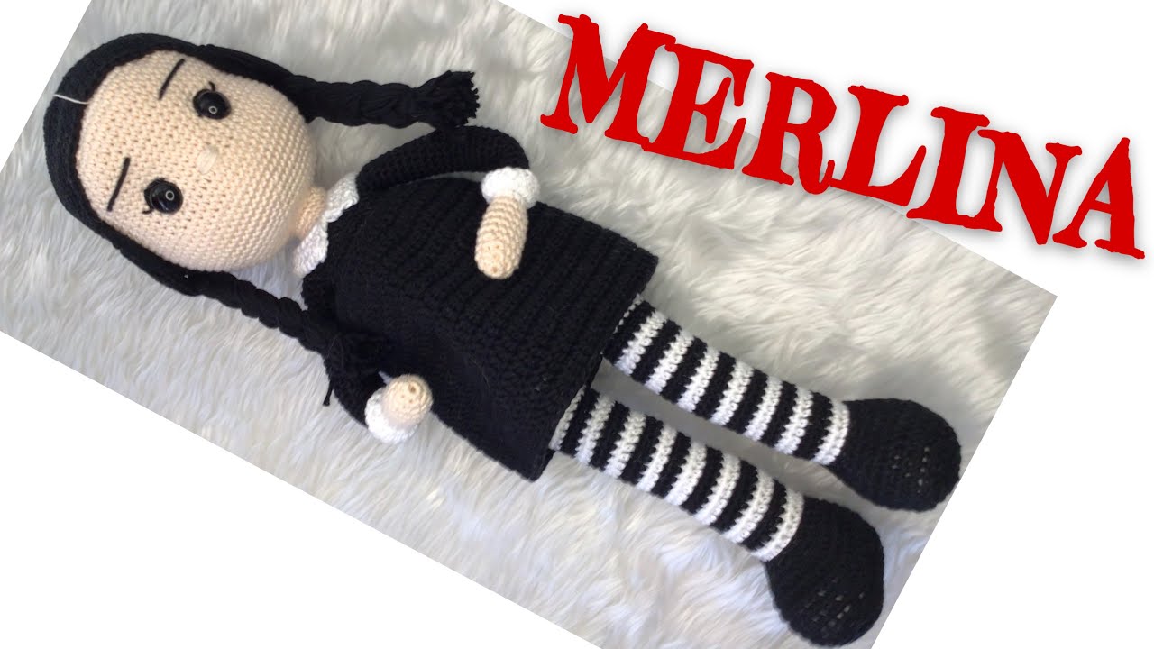 Merlina Addams Amigurumi 2/3 (SUBS🇺🇸🇧🇷) #merlinacrochet #merlinatejida #merlinafanart