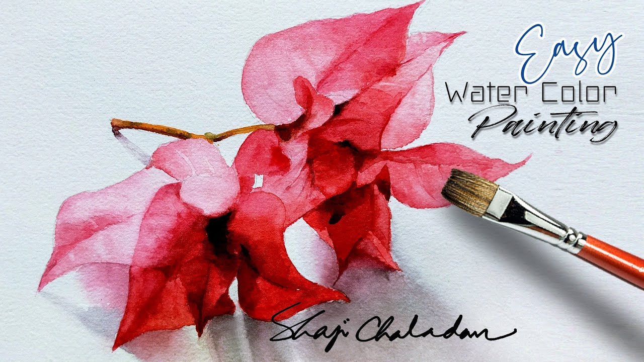 Bougainvillea Watercolor Painting | Still life | Primary colors only