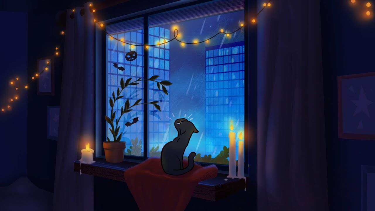 Cozy Rainy Nights - Relaxing Music + Cat Animation