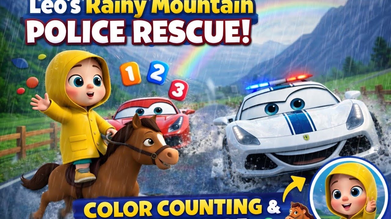 Leo’s Rainy Mountain Police Rescue! | Counting Colors& Horse and adventure 