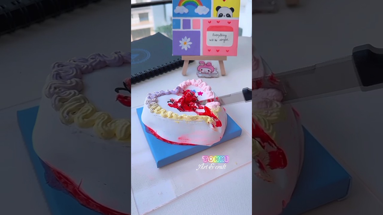 DIY Viral Blank space cake 🎂🩸🔪 #shorts #tonniartandcraft #youtubeshorts #love #art #diy #craft