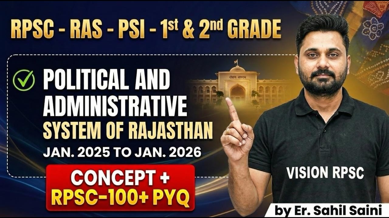 Political & Administrative System of Rajasthan | Jan 2025–Jan 2026 |RPSC 100+ PYQ