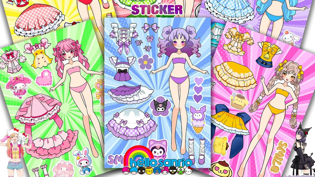Oddly Satisfying ASMR Sticker Book Transformation! Kuromi & My Melody Dress Up! | Sanrio DIY #139