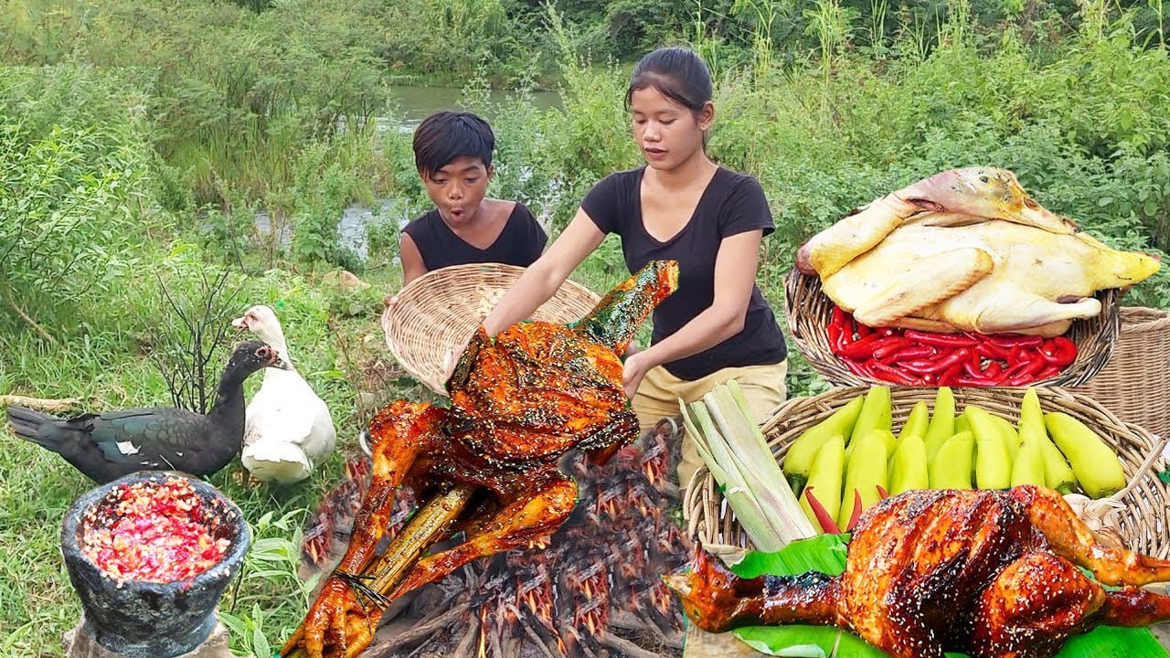 Special Cooking Duck Spicy Recipe and Eating Delicious for jungle yummy food
