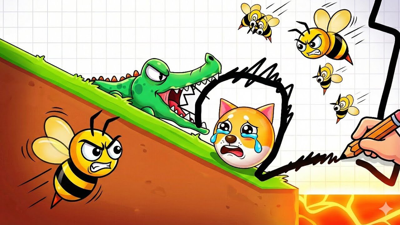 Dog rescue game  level is very hard draw to dog save 
