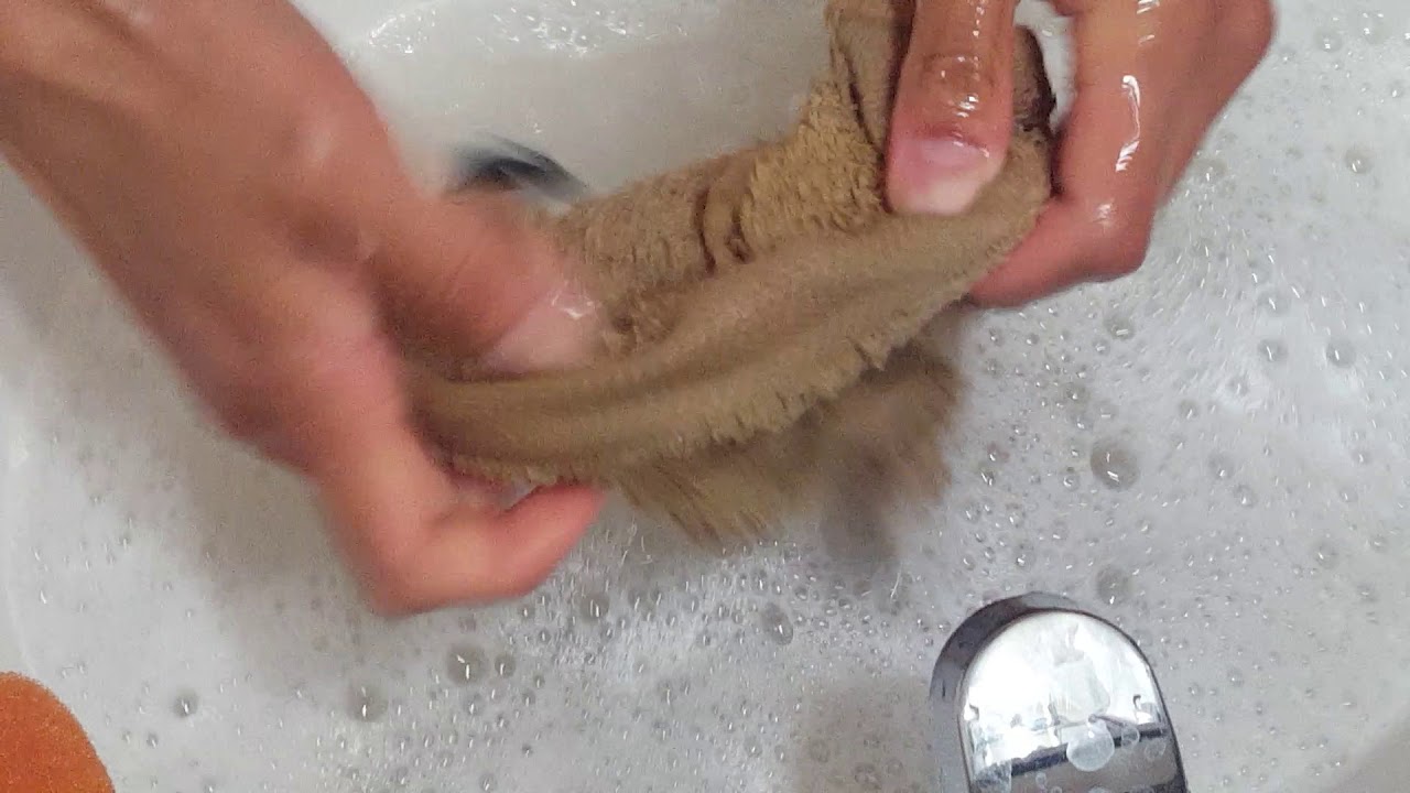 ASMR Washcloth, Natural Sponge and warm soapy water