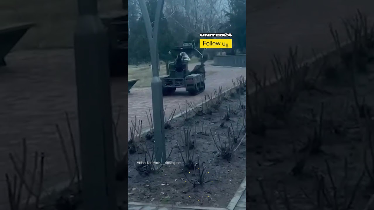 Ukrainian Ground Robot Shot Down Russian FPV Drone #warinukraine