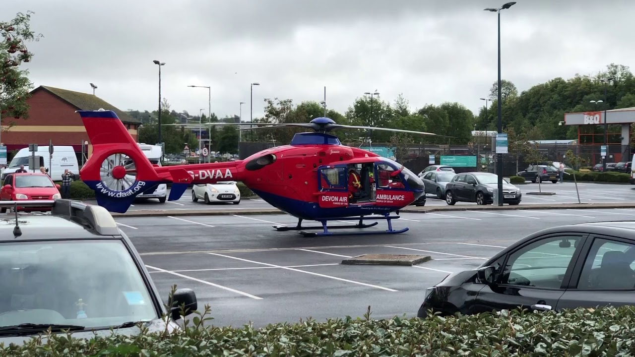 Devon Air Ambulance takes off from Barnstaple B&Q car park