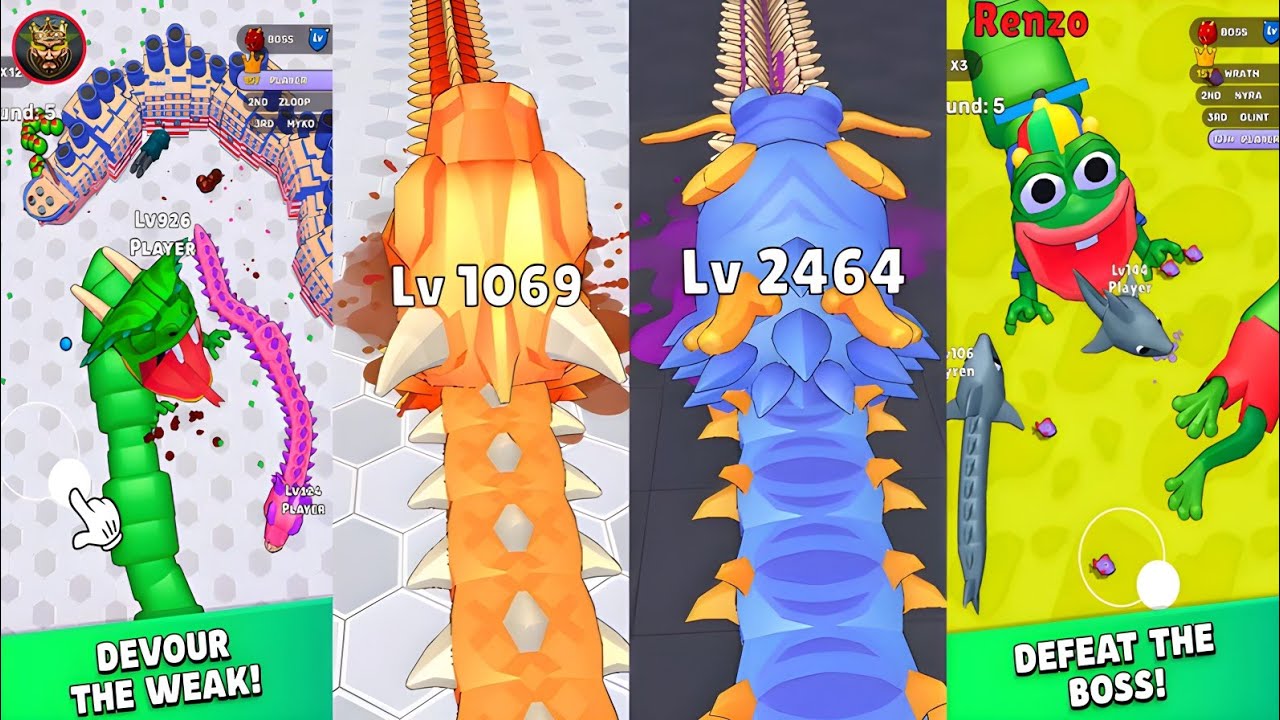 Snake Rush – Level 1000 to 2500 EVOLUTION! 🔥 Biggest Boss Battle