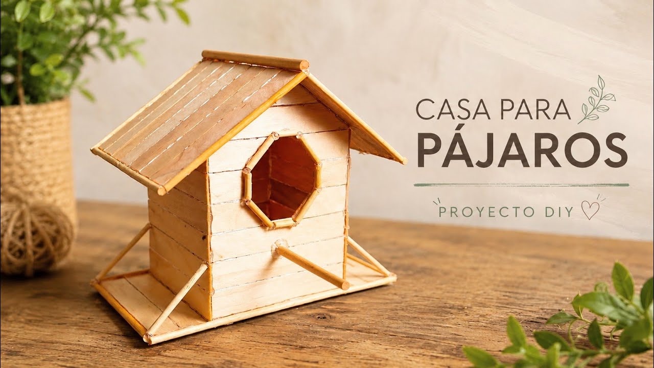 CASA PARA PÁJAROS hecha con palitos de helado -BIRD HOUSE made with ice cream sticks