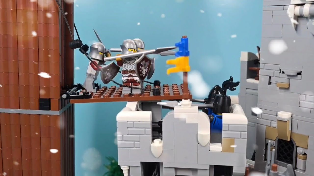 Lego medieval castle battle Mountain Fortress Siege Griffin vs Black Falcon stop motion animation